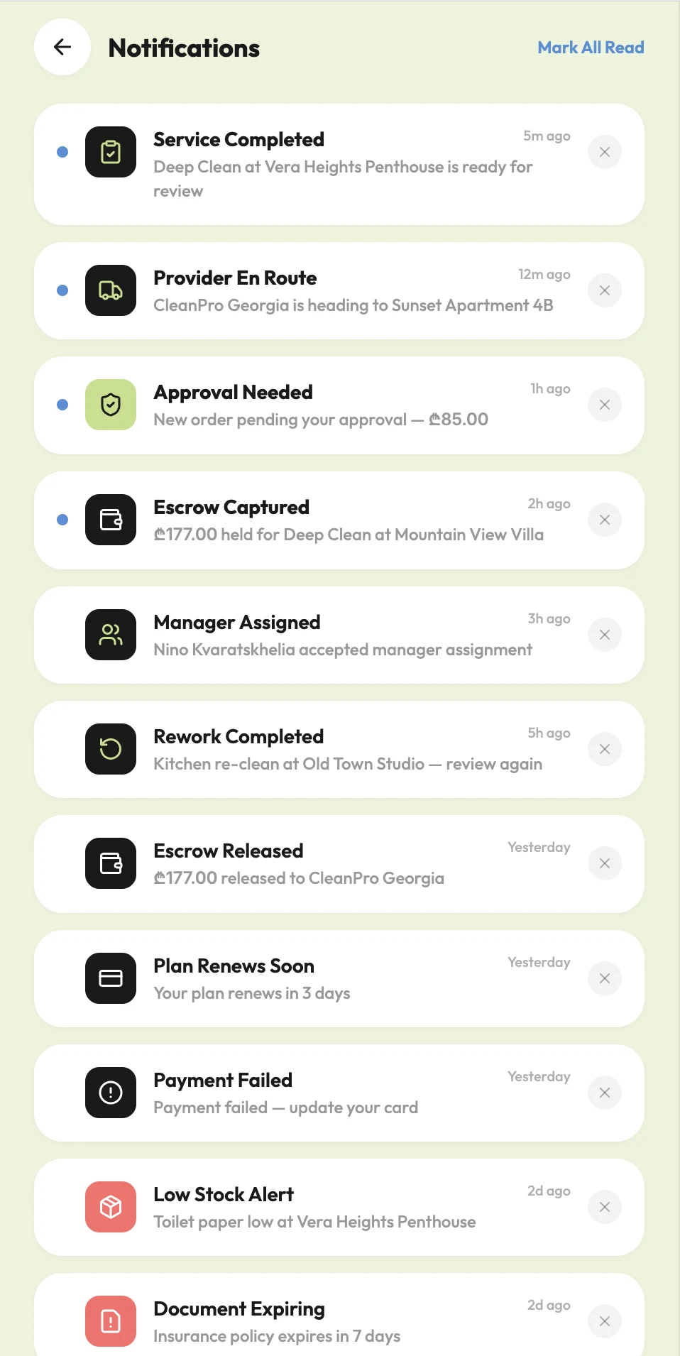 KAF operational notifications
