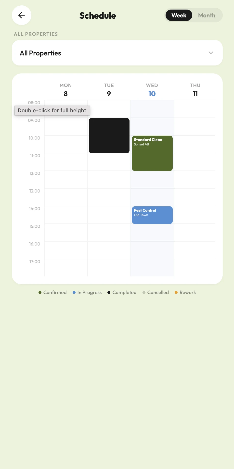 KAF weekly service schedule